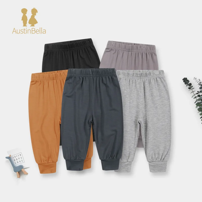 Austin&Bella Spring Autumn Baby Pants Bamboo Fiber Baby Boys Girls Solid Color Loose Long Trousers Toddler Clothes Newborn Pants