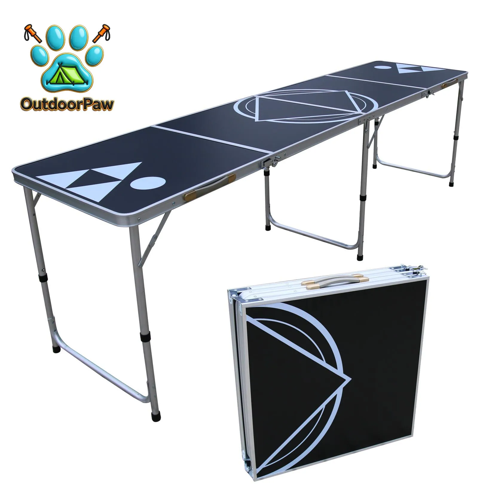 8Ft 4-fold Aluminum Alloy Folding BEER PONG TABLE, European and American Beer Game Table