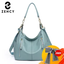 Zency Soft Genuine Leather Handbag High Quality Large Capacity Women's Hobos Shoulder Bags Elegant Classic Female Crossbody Bags