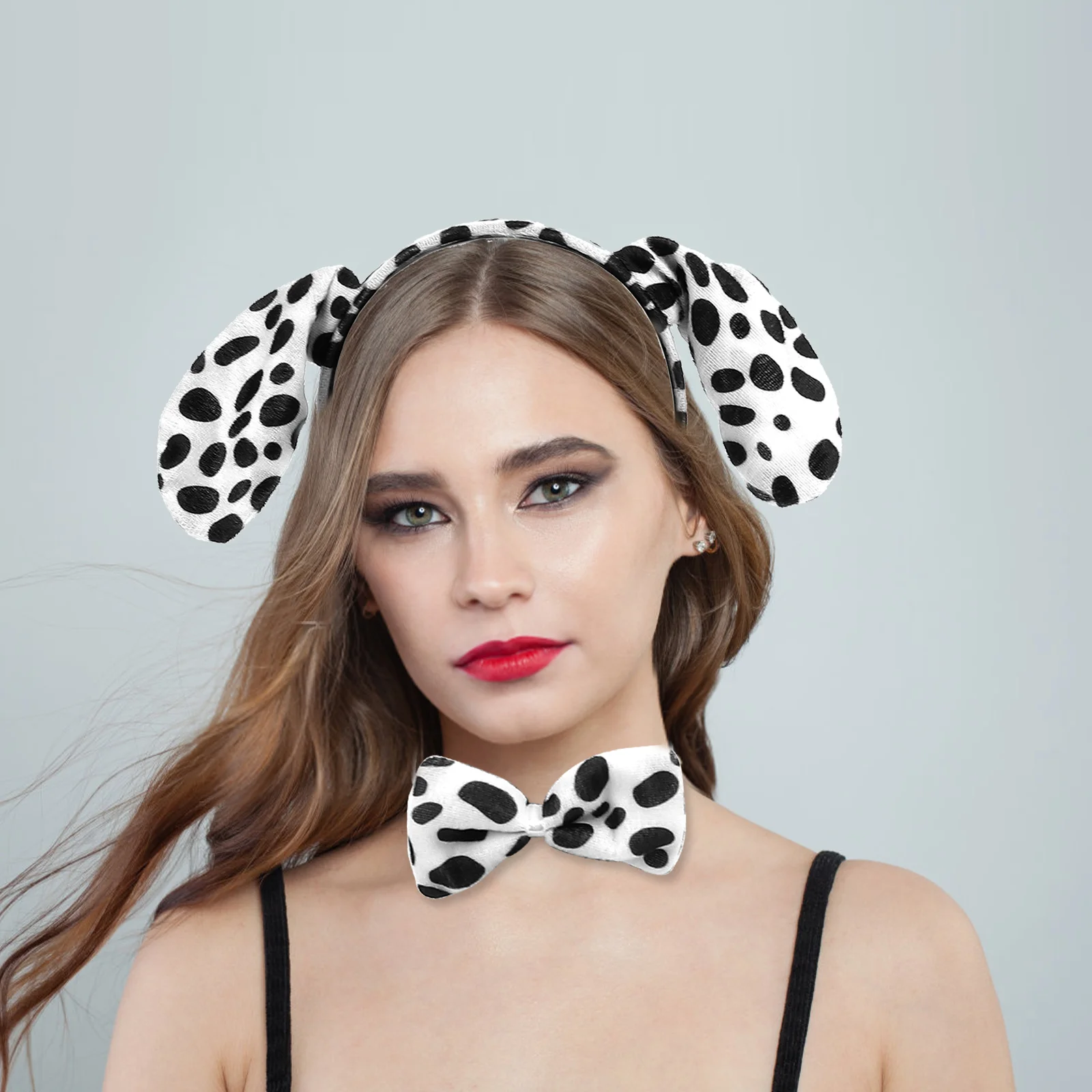 Animal Cosplay Traje para Criança, Orelhas de Dalmácia Cauda, Acessórios Dálmatas, Festa Headband, Chapéu Roupas, 3 Conjuntos