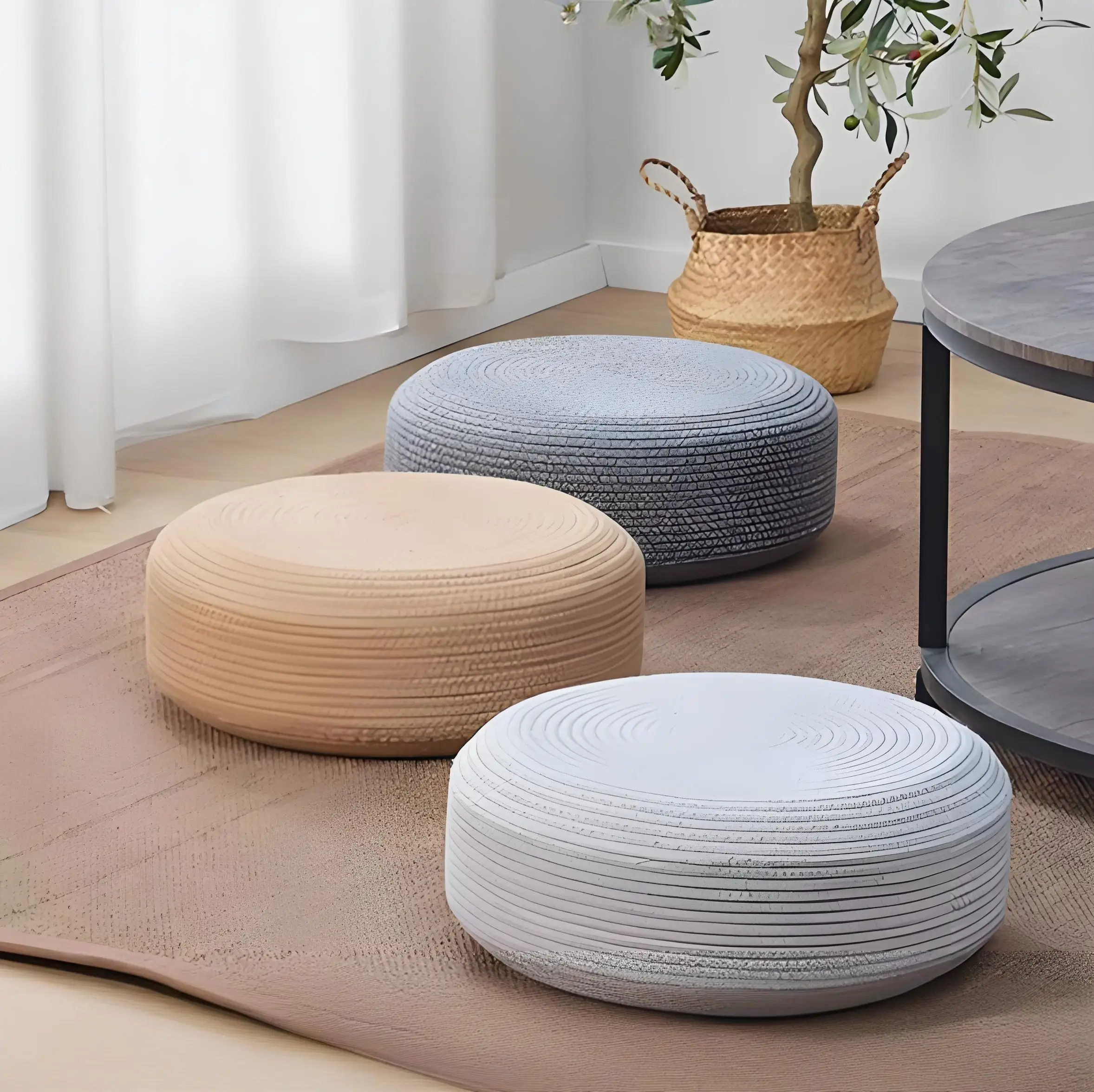 

10cm Thick 50cm Dia Braided Cotton Rope Floor Pouf - Meditation Cushion for Bay Window/Balcony/Tatami/Bedroom Home Adults