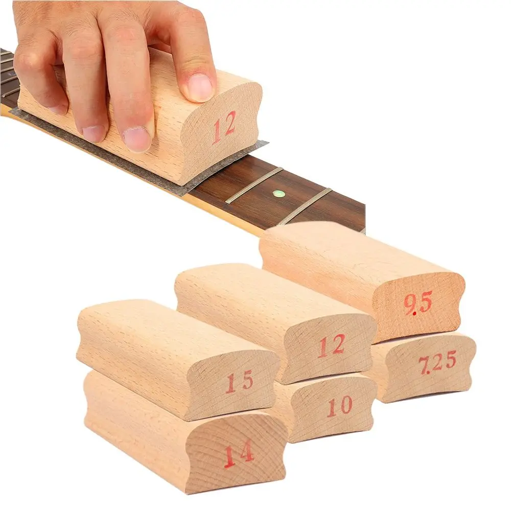 7.25/9.5/10/12/14/15/16in Wooden Guitar Radius Sanding Block Arc Polishing Guitar Parts Guitar Fret Leveling