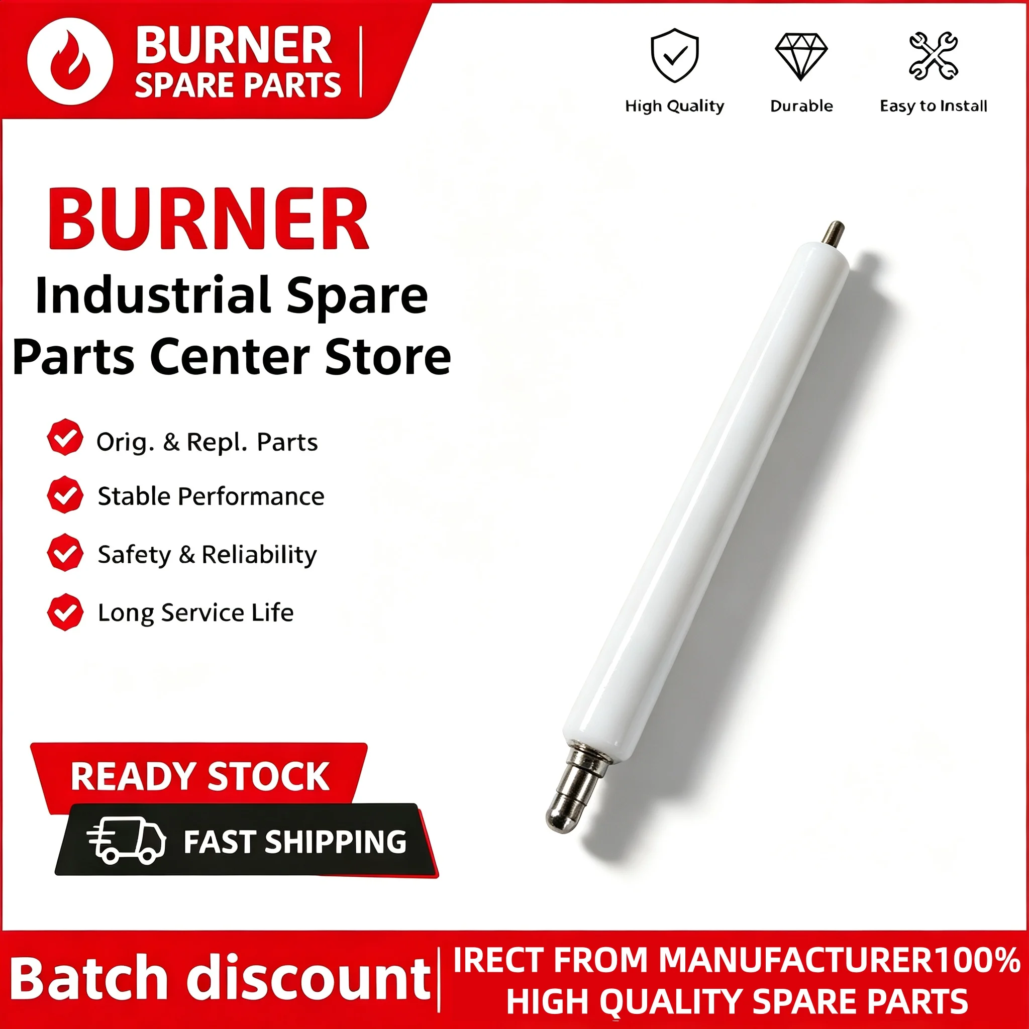 Brand New High Temperature Ceramic Spark Plug Ignition Electrode Ion Probe For Industrial Gas Burner Components