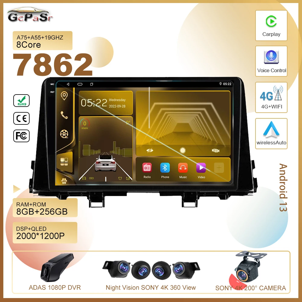 

GcPaSr Android 13 For Kia Morning 3 picanto 2017 - 2020 Car Dvd Auto Radio Stereo Multimedia Player GPS Navigation 5G wifi 2din