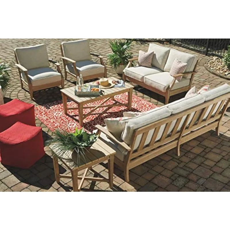 Clare Ansicht Küsten terrasse Außen terrasse Eukalyptus sofa mit Kissen, beige