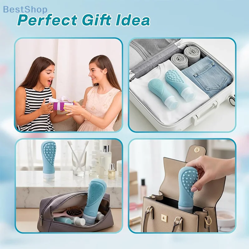 Bouteille de brosse de nettoyage en Silicone 3 en 1, épurateur pour le visage et brosse à cheveux avec rangement de voyage de 90ML pour un nettoyage en profondeur