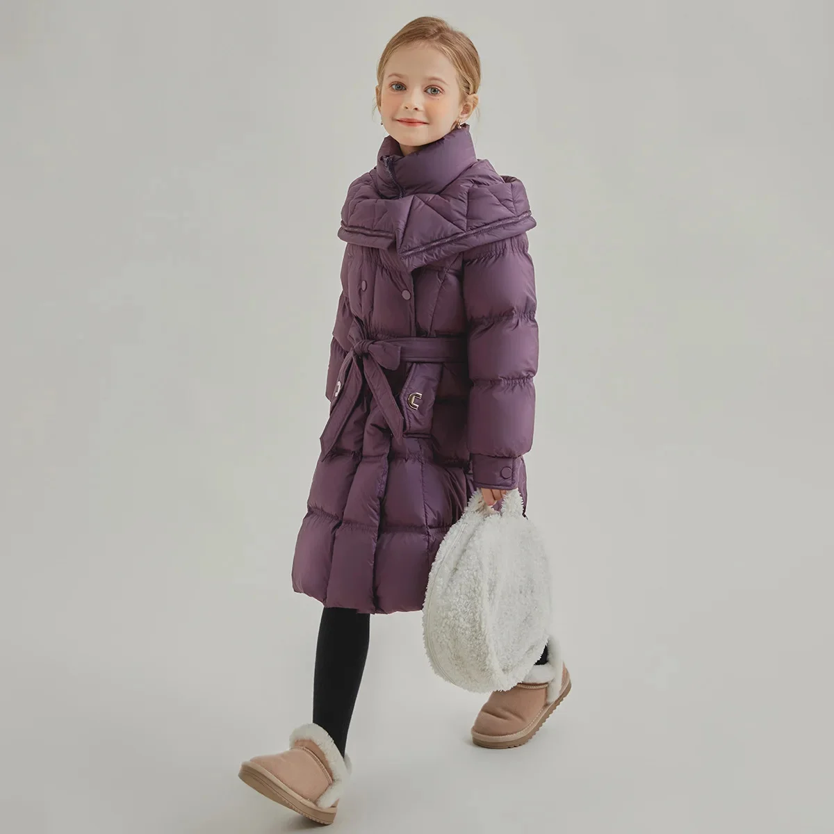 Girls Winter Warm Cotton Lined Long Plain Hooded 2-Way Zip Puff Jackets School Kids Thick Coats Child Outfits Windbreaker 5-16Yr