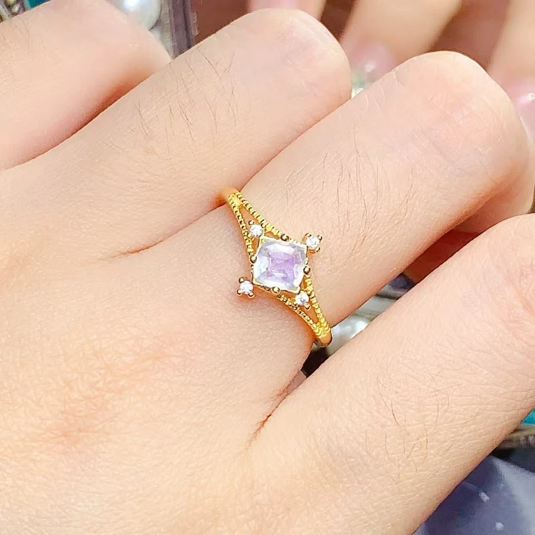

KJJEAXCMY High quality Simple Natural White Crystal Ring S925 Silver Inlaid Simple Palace High-End Design Women's Jewelry