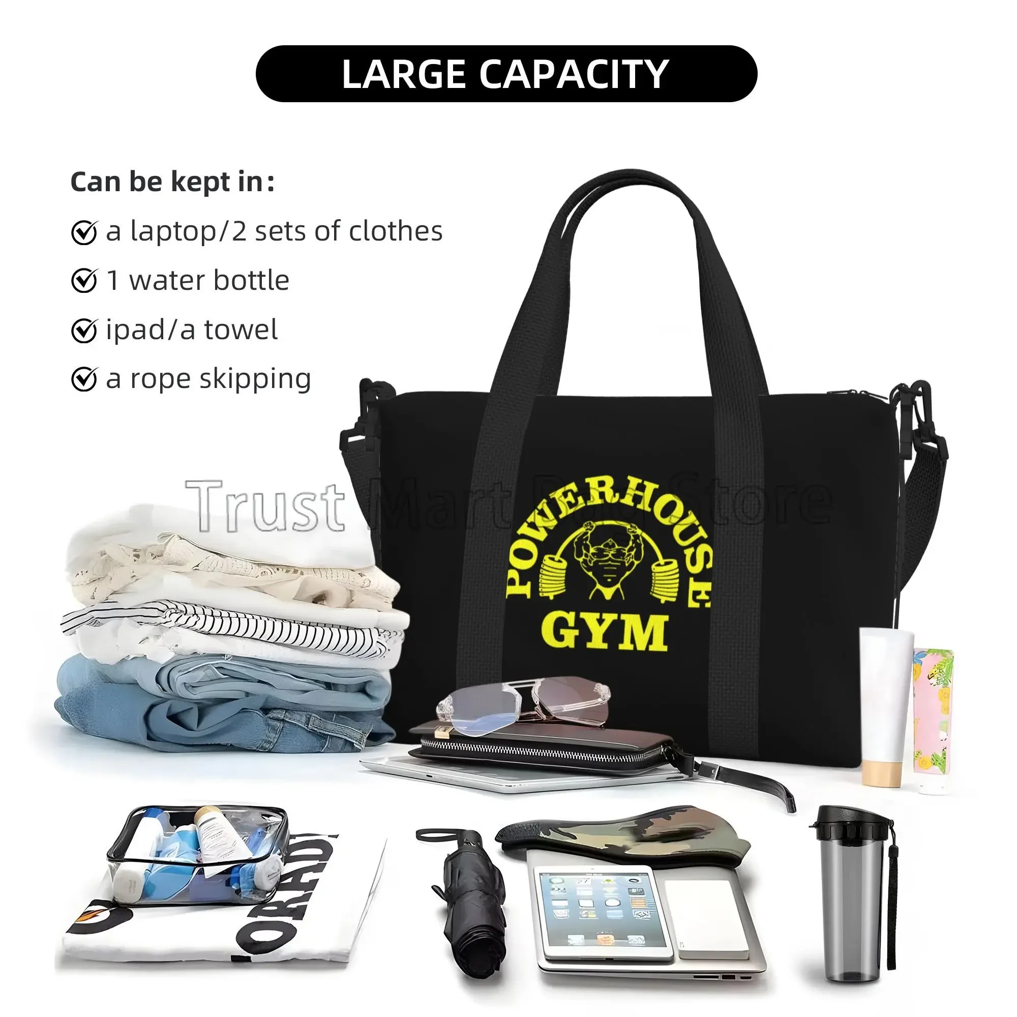 Powerhouse-Bolsa de viaje de mano para gimnasio, bolsa de lona impermeable multiusos Unisex, bolsas de fin de semana durante la noche, bolsa de equipaje deportiva para gimnasio y Yoga