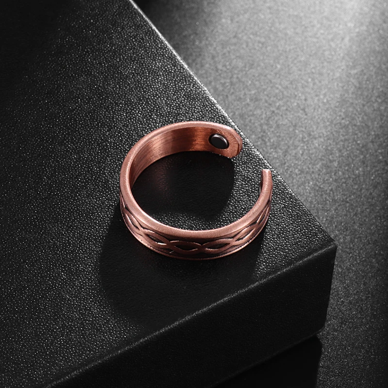 Opening Adjustable Magnetic Rings for Men Women Retro Copper Color Magnetic Ring Classic Charm Casual Party Jewelry Gift