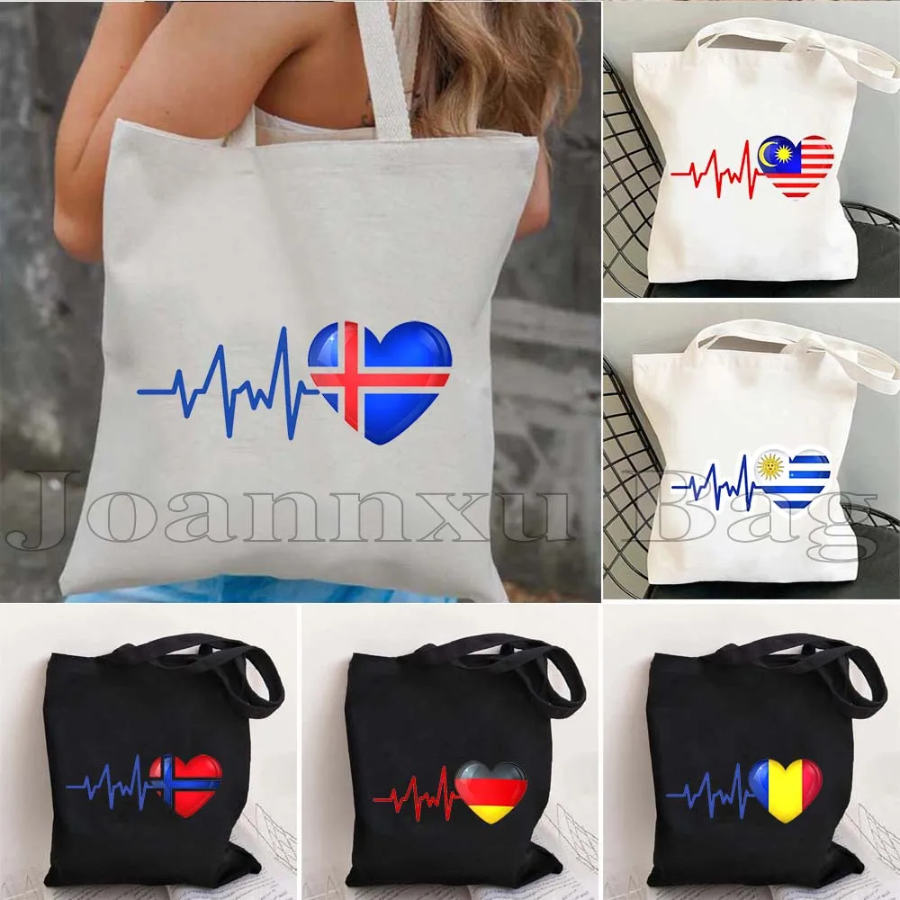 

ICELAND GERMANY NORWAY MALAYSIA ARGENTINA AUSTRIA CHILE AUSTRALIA BELGIUM Colorado BRAZIL BOSNIA Heartbeat Flag Tote Bag Handbag