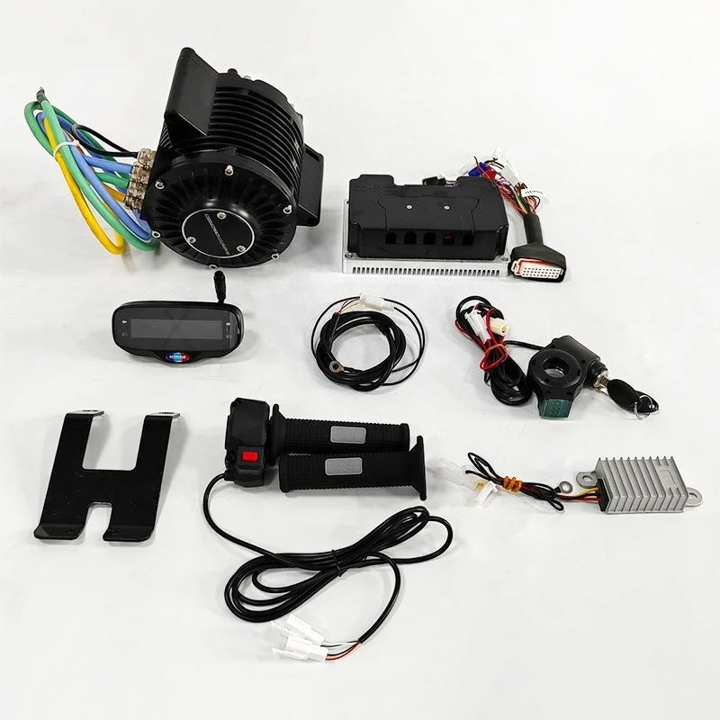 72V 10KW mid-drive e-bike motor kit with 72660 controller, throttle, and display version