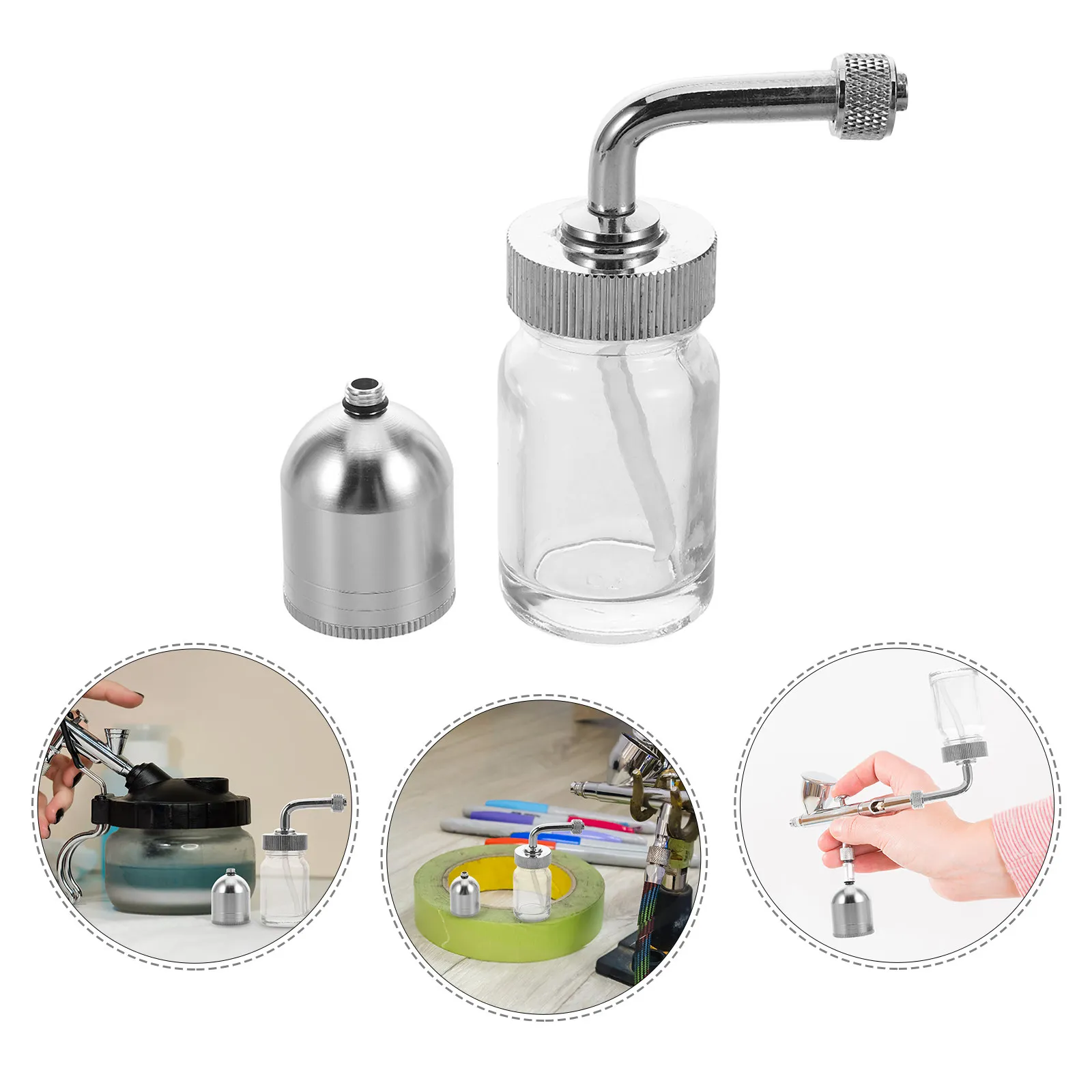2Pcs Airbrush Pigment Cup Replacement Compact Refillable Glass Paint Container for Smooth Oxygen Flow Precision Painting