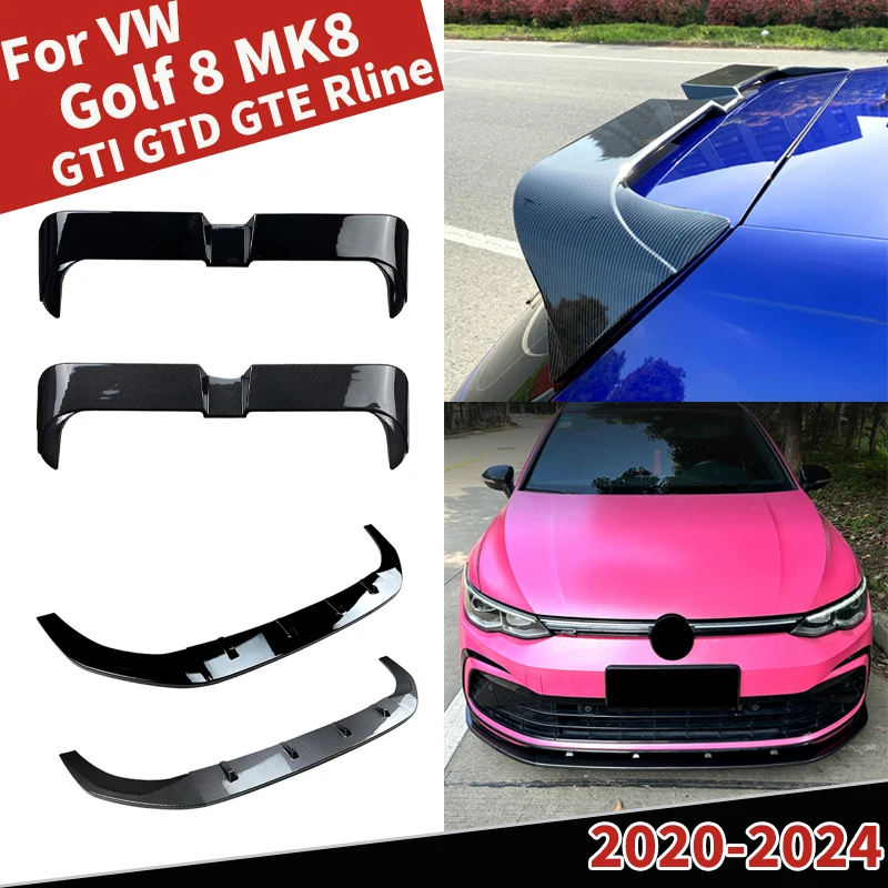 

Для Volkswagen VW Golf 8 MK8 GTI GTD GTE Rline 2020-2024 Автомобильный передний бампер, губа, задний спойлер, спойлер, защитная доска, комплекты тюнинга