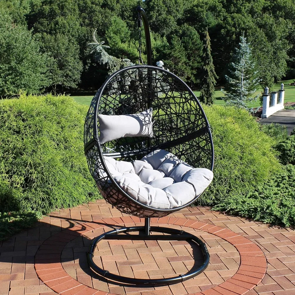 

Jackson Resin Wicker Hanging Egg Chair with Steel Stand, 265-Pound Weight Capacity, Includes Gray, Customized