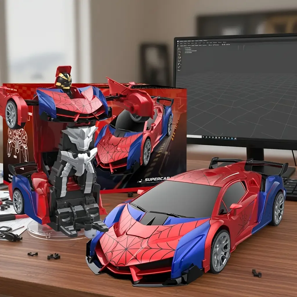 1:18 스케일 무선 조종 자동차, 원버튼 변신, 360도 회전 °   회전 및 LED 조명 - 2.4GHz 무선, USB 충전식