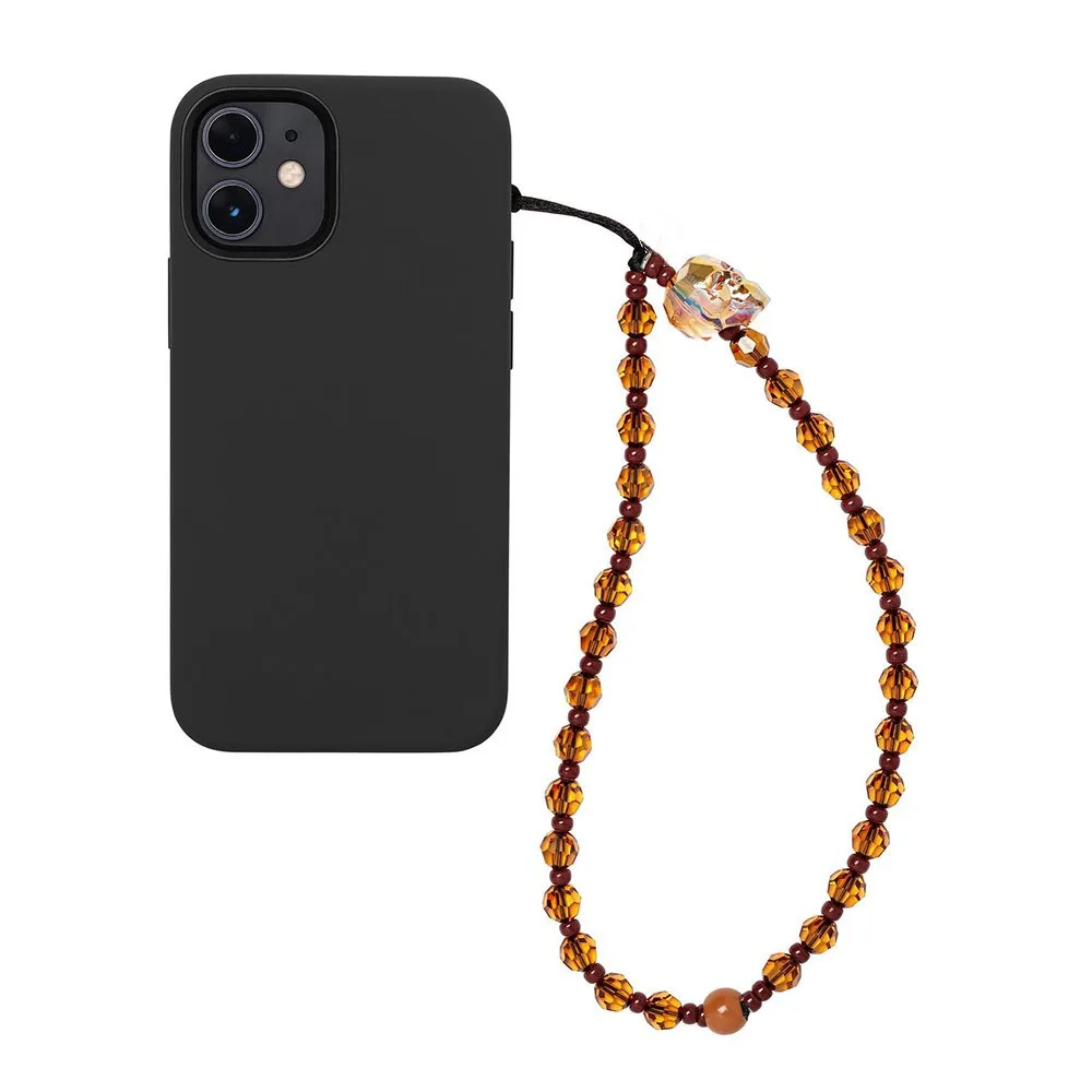Venta al por mayor de cadena de cuentas de cristal para funda de teléfono móvil, abalorio de calavera de Halloween, correas para teléfono, joyería con cordón para teléfono