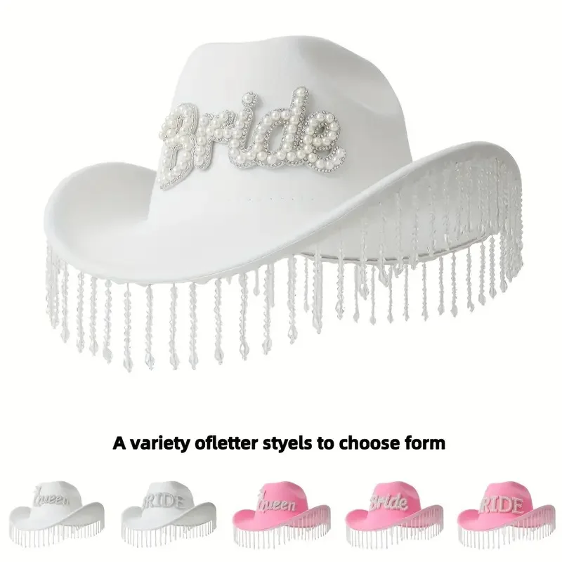 

HongLuan White Wedding Costume Hat Adult, Cowboy Hats Rhinestone for Woman, Cowboy Cosplay Female Accessories & Cowgirl Cap