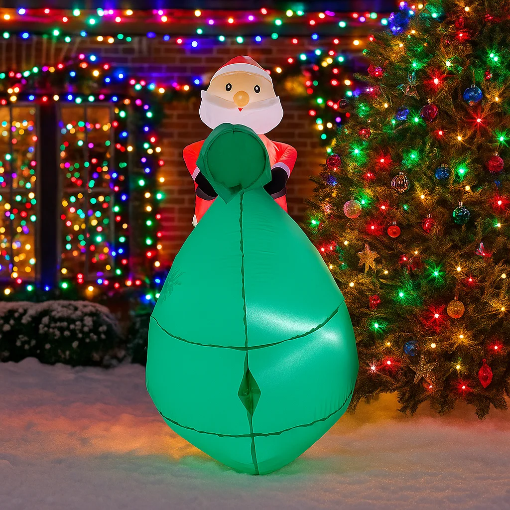 5.2FT زينة عيد الميلاد نفخ شنطة هدايا سانتا كلوز اللعب ساحة المنزل الحلي مع LED ديكور لوازم عيد الميلاد في الهواء الطلق D