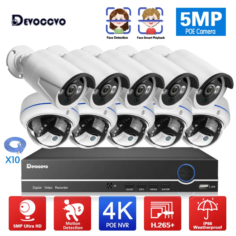 

H.265 8CH 4K NVR POE Security Camera System Outdoor Waterproof 5MP CCTV Video Surveillance Kit Home Monitoring Camera System Set