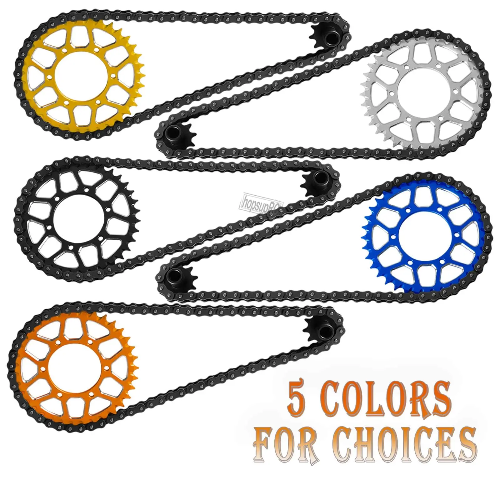 Steel 10T Front Gear 36T Rear Gear 70-Section Sprocket Chain Set for LOSI 1/4 Promoto-MX Motorcycle RC Upgrade Accessories