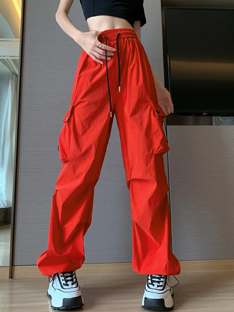 

Summer Thin 2024 New Cargo Pants Women Clothing Solid High-waisted Breathable Quick-drying Pants Harlan Casual Sweatpants