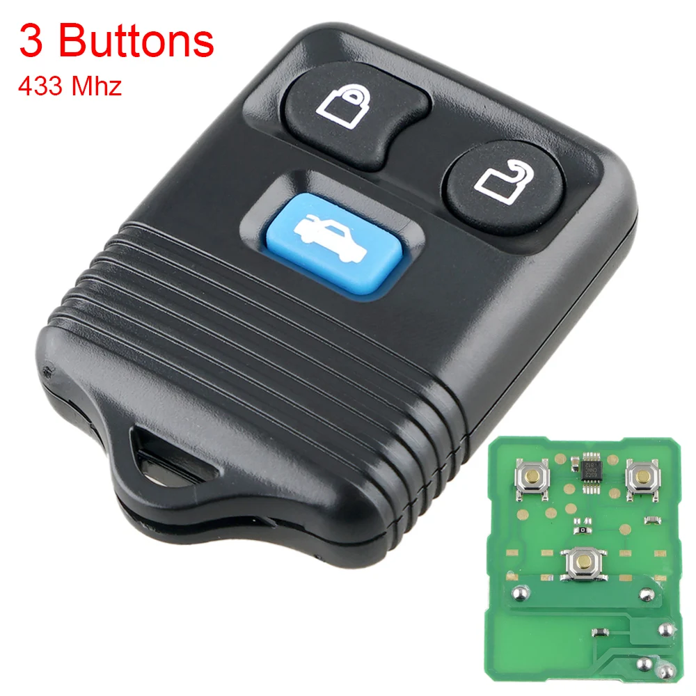 433Hz 3 Buttons Keyless Entry Remote Control Car Key Fob Transmitter Replacement Alarm for Fo rd Mazda Mer cury Car Vehicle Auto