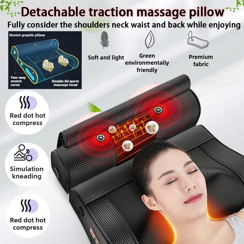 

Multi functional home hot compress cervical massage pillow for shoulders, neck, waist, shoulders, kneading, full body massage