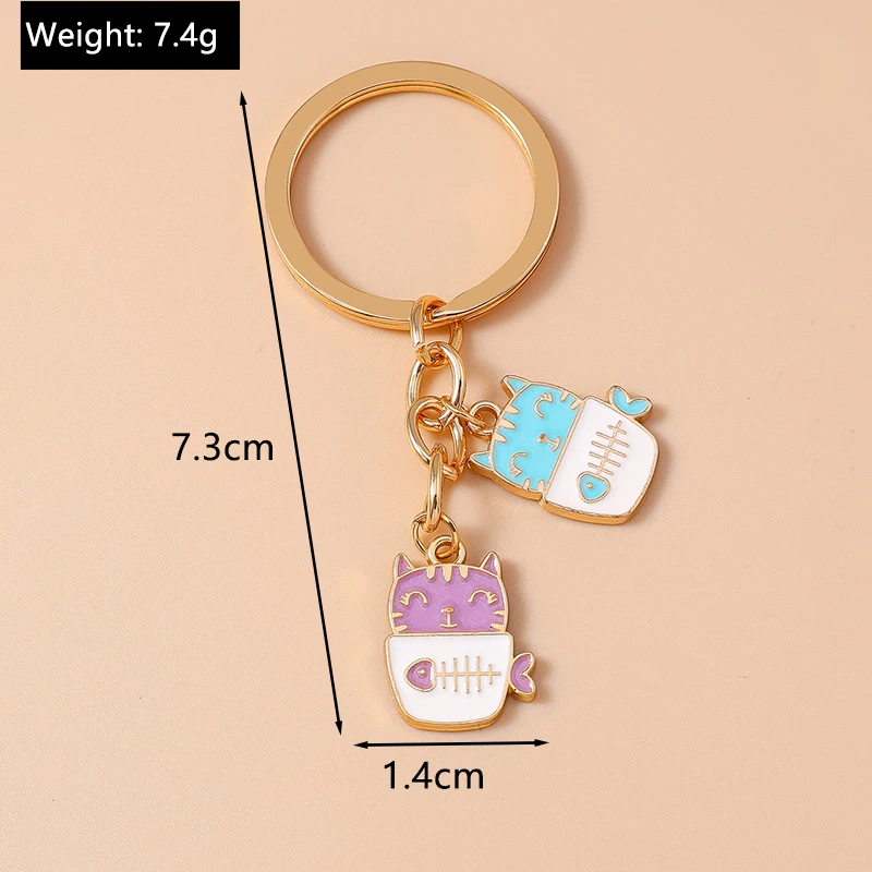 Niedlicher Emaille-Katzen-Schlüsselanhänger, Cartoon-Tier-Schlüsselanhänger, Anhänger für Frauen und Mädchen, Handtasche, Dekor, DIY, handgefertigter Schmuck, Geschenkzubehör – Detail 17
