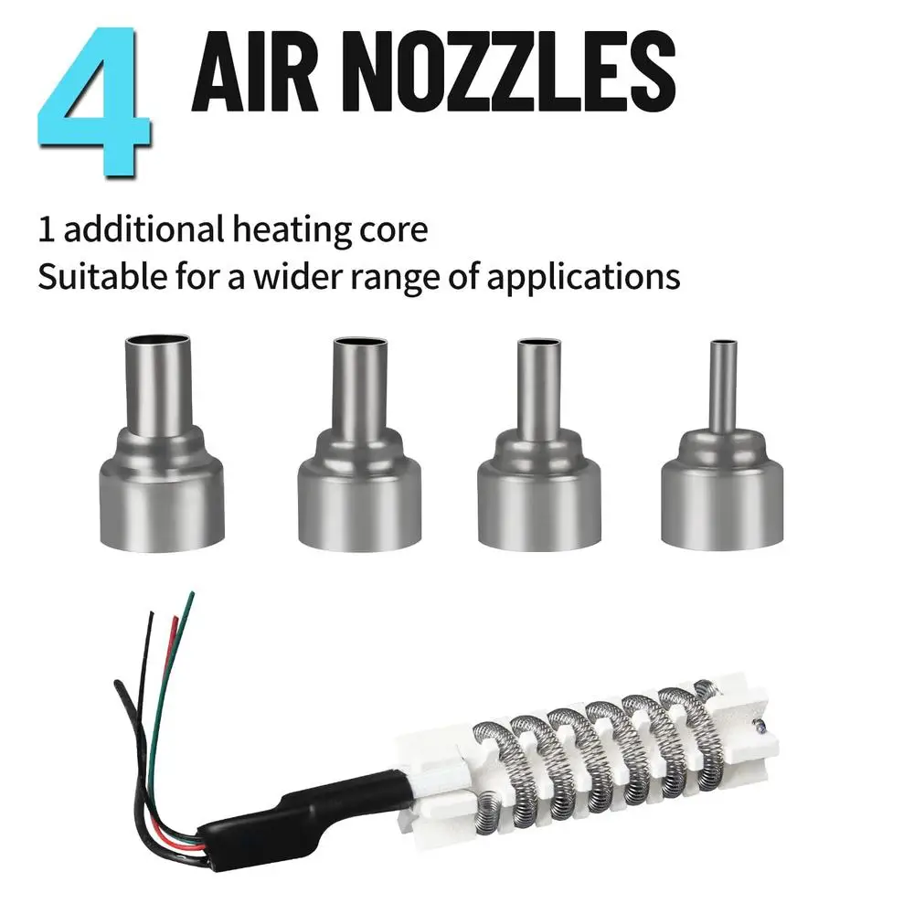 Digital Hot Air Rework Station 1300W Adjustable Temperature 212℉-845℉ SMD Repair Tool 6 Nozzles LED Display Auto Sleep