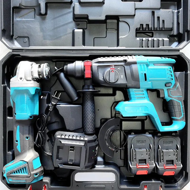 Multi-function Home Hardware Kit， Brushless Charging Electric Hammer Impact Drill Angle Grinder Electric Drill Wrench Four-piece