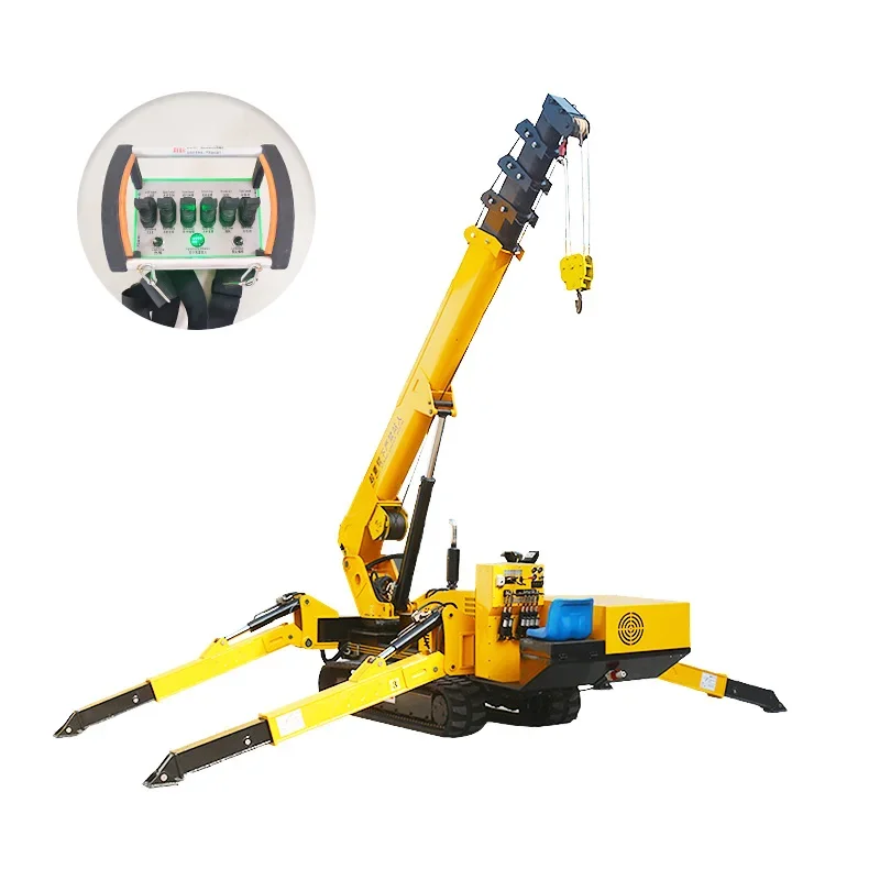 Electric Mobile mini spider lifting crawler crane 1.5 Ton 3t 5 Ton Telescopic Boom Spider Crane for sale