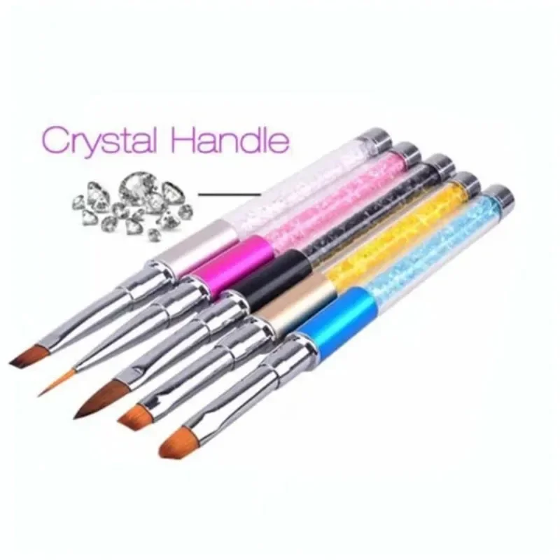 Pincel para decoración de uñas, bolígrafo con diamantes de imitación, mango acrílico, polvo para tallar, Gel, pincel líquido para uñas con tapa, herramientas de manicura