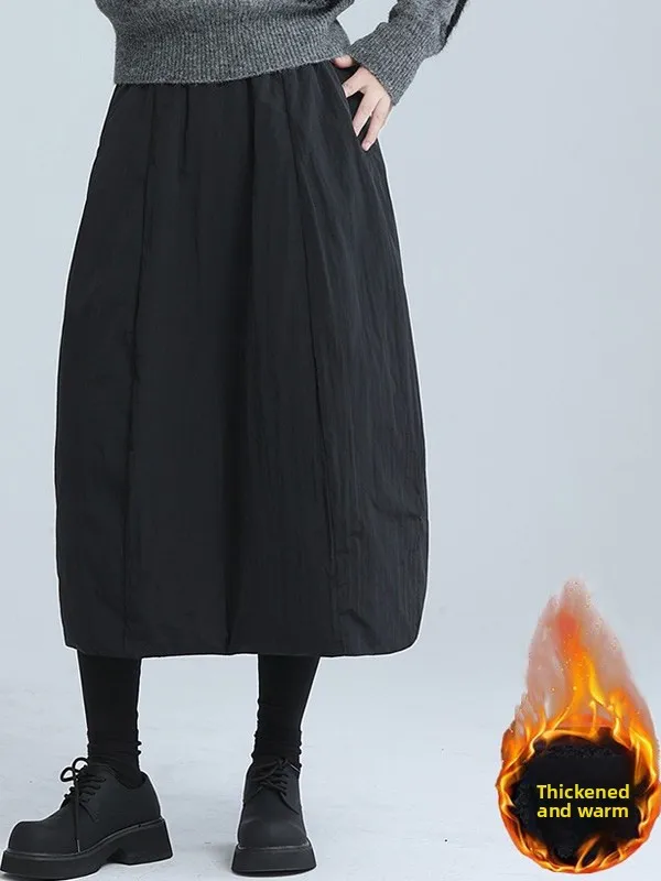 

Японская рабочая одежда в стиле ретро, уличная рабочая одежда, женская осенне-зимняя цветная эластичная трапециевидная юбка с высокой талией для похудения...