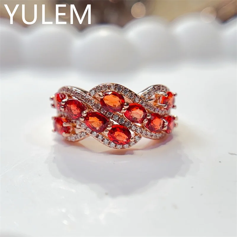 Gemstone Silver Ring Natural sapphire Ring 3x4mm VVS Grade Genuine Garnet 925 Silver Jewelry with 18K Gold Plating