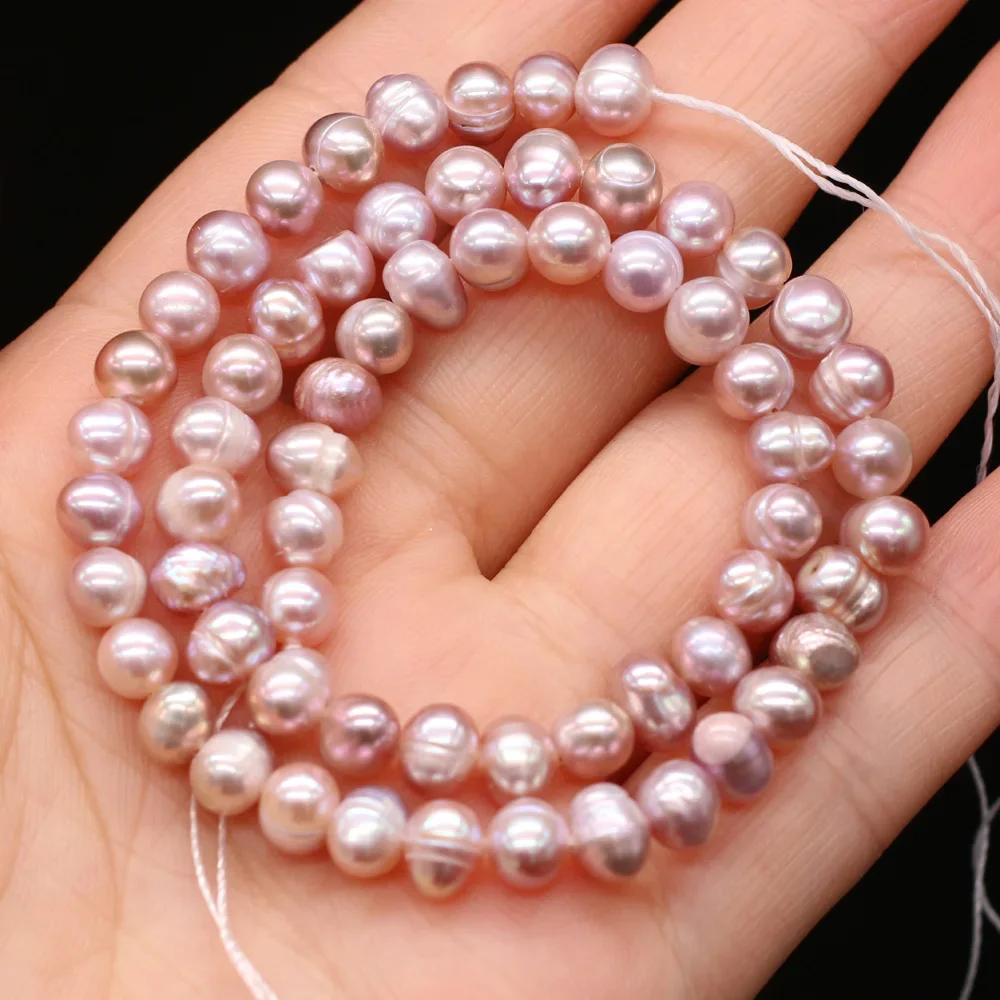 100% Natural Freshwater Pearl Beads Near Round Pearls Punch Loose Beads For DIY Women Elegant Bracelet Necklace Jewelry Making