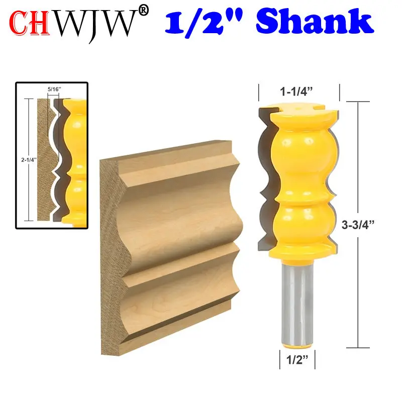 1pc 1/2" Shank Elaborate Large Crown Molding Router Bit Profile Line knife Woodworking cutter Tenon Cutter for Woodworking Tools