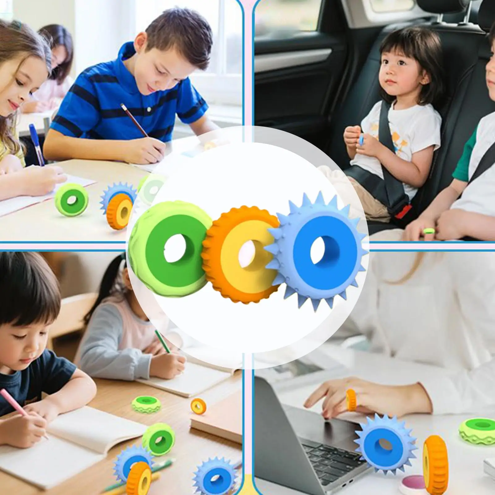 Fidget Ring For Kids 3 Pieces Silicone Stress Relief Toy Decompress Toy For Women Kids Men Students Adults School Party Favors