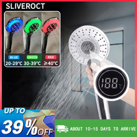 Digital LED Shower Head Temperature Control 3Spraying Mode Adjust Bathroom ABS ShowerHead High Pressure Water Saving Accessories