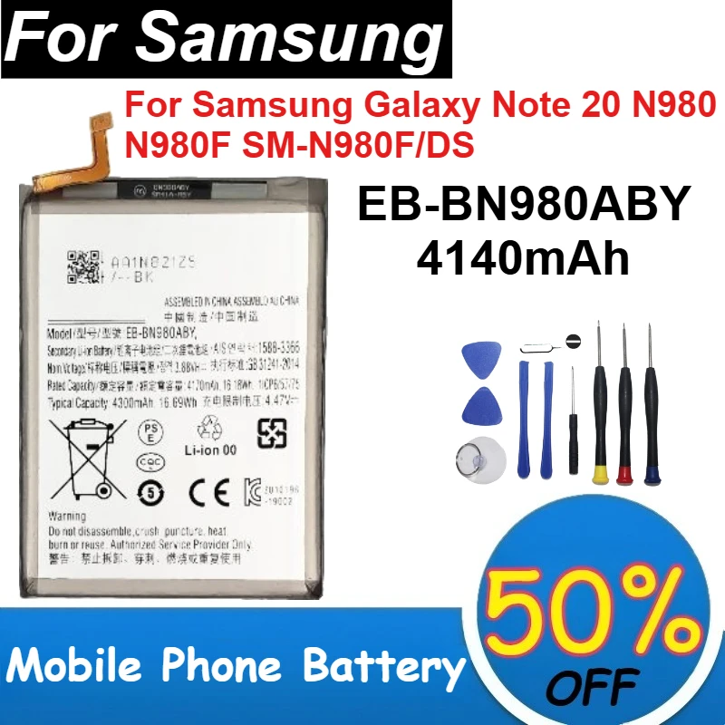 

EB-BN980ABY Rechargeable Mobile Phone Battery 4140mAh Capacity for Samsung Galaxy Note 20 N980 N980F SM-N980F/DS Replace Battery