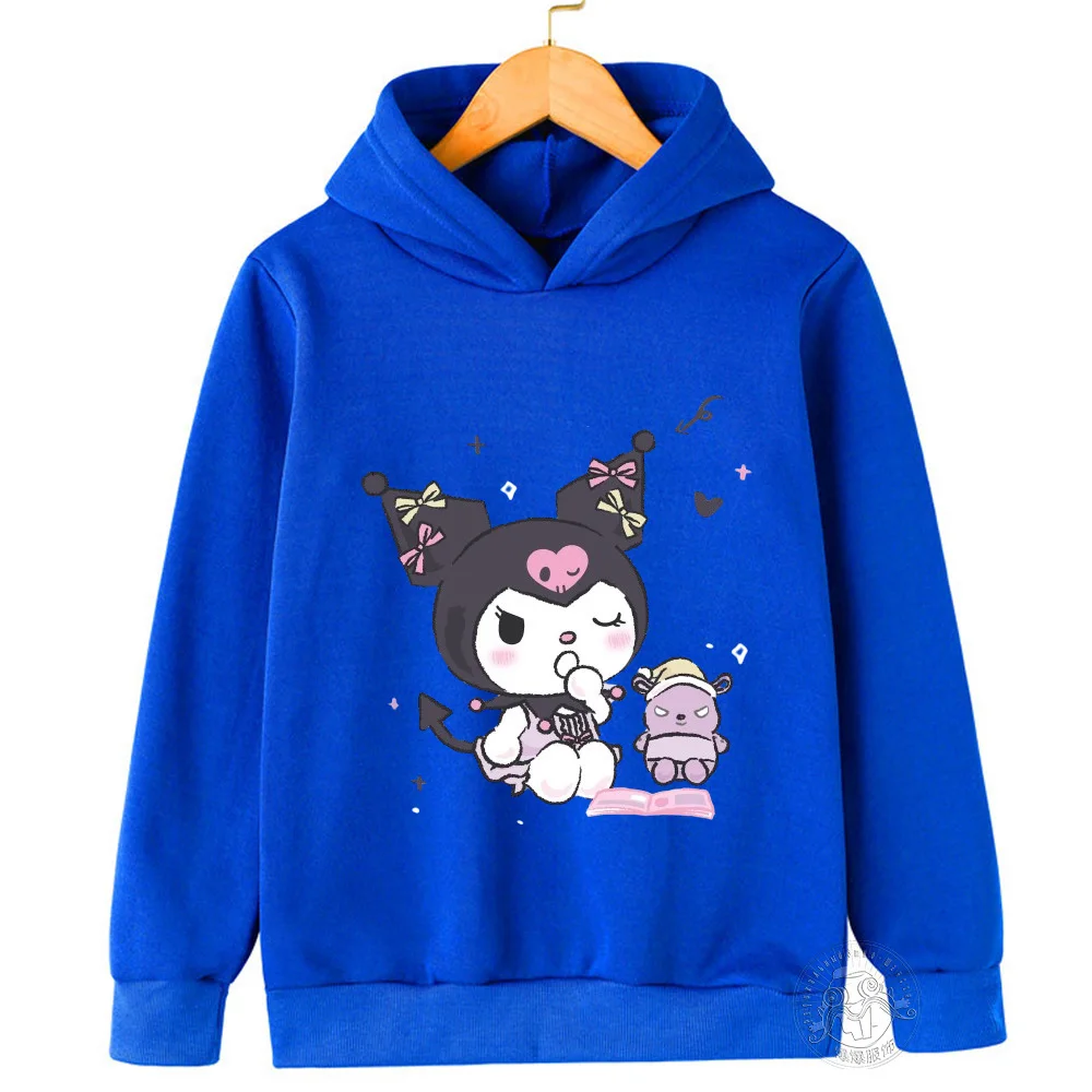 Hello Kitty Kuromi cartoon boys and girls 3-14 years old kawaii street casual sweatshirt children\'s outdoor sports hoodie