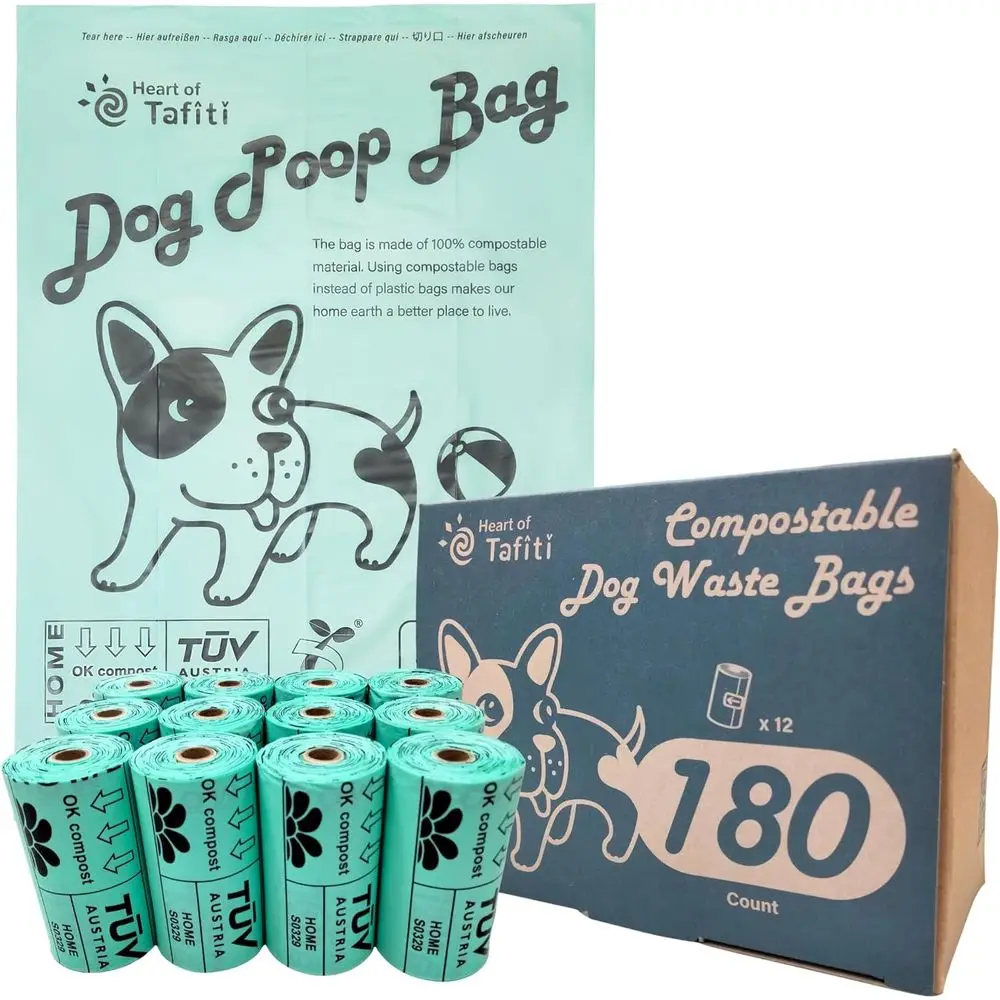 

Eco-Friendly, Plant-Based Dog Waste Bags - 180 Count, Thick & Leakproof, 9x13 Inches