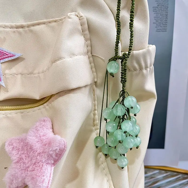 Gantungan Kunci Anggur Berubah Warna Paket Bahan Tenun Tangan DIY Manik-manik Gantungan Kunci Mobil Ransel Dekorasi Aksesori