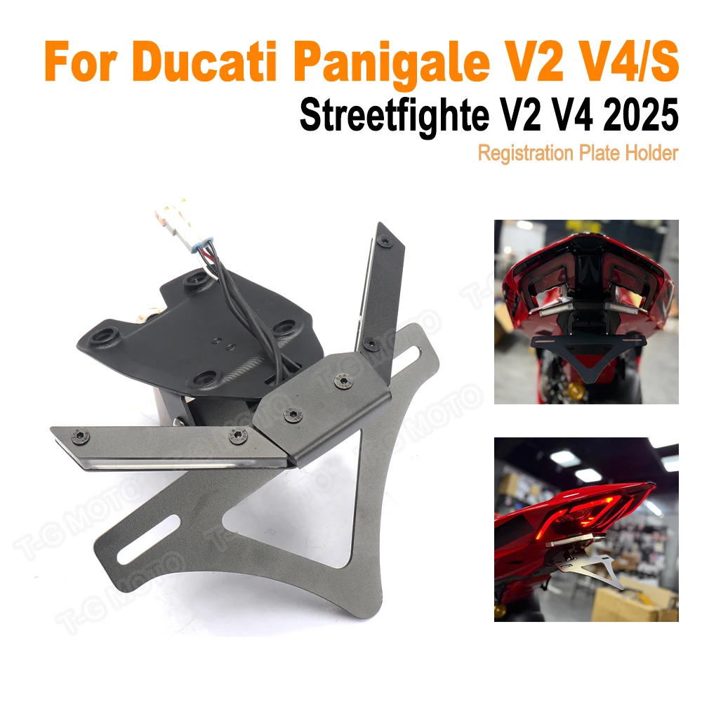 

New Motorcycle License Plate Bracket Holder For Ducati panigale V4S V2 V4 Streetfighter V4 V2 2025 Rear Short Tail Bracket Kit