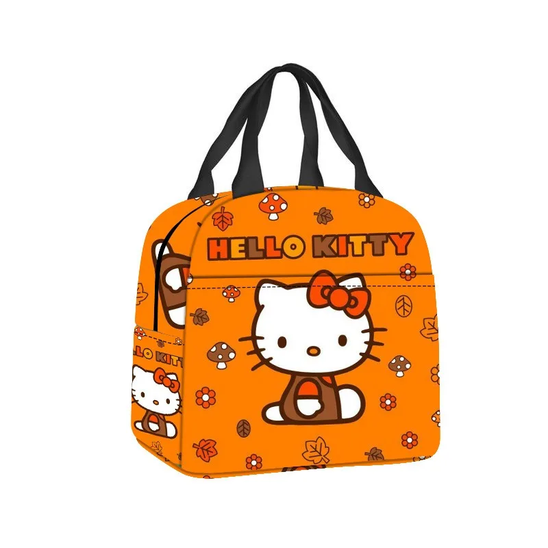 ​​​​MINISO Hello Kitty Lunch Bag Cute Sanrio Anime Insulated Student Tote Bag Kawaii Cartoon Handbag Kids Birthday Holiday Gifts