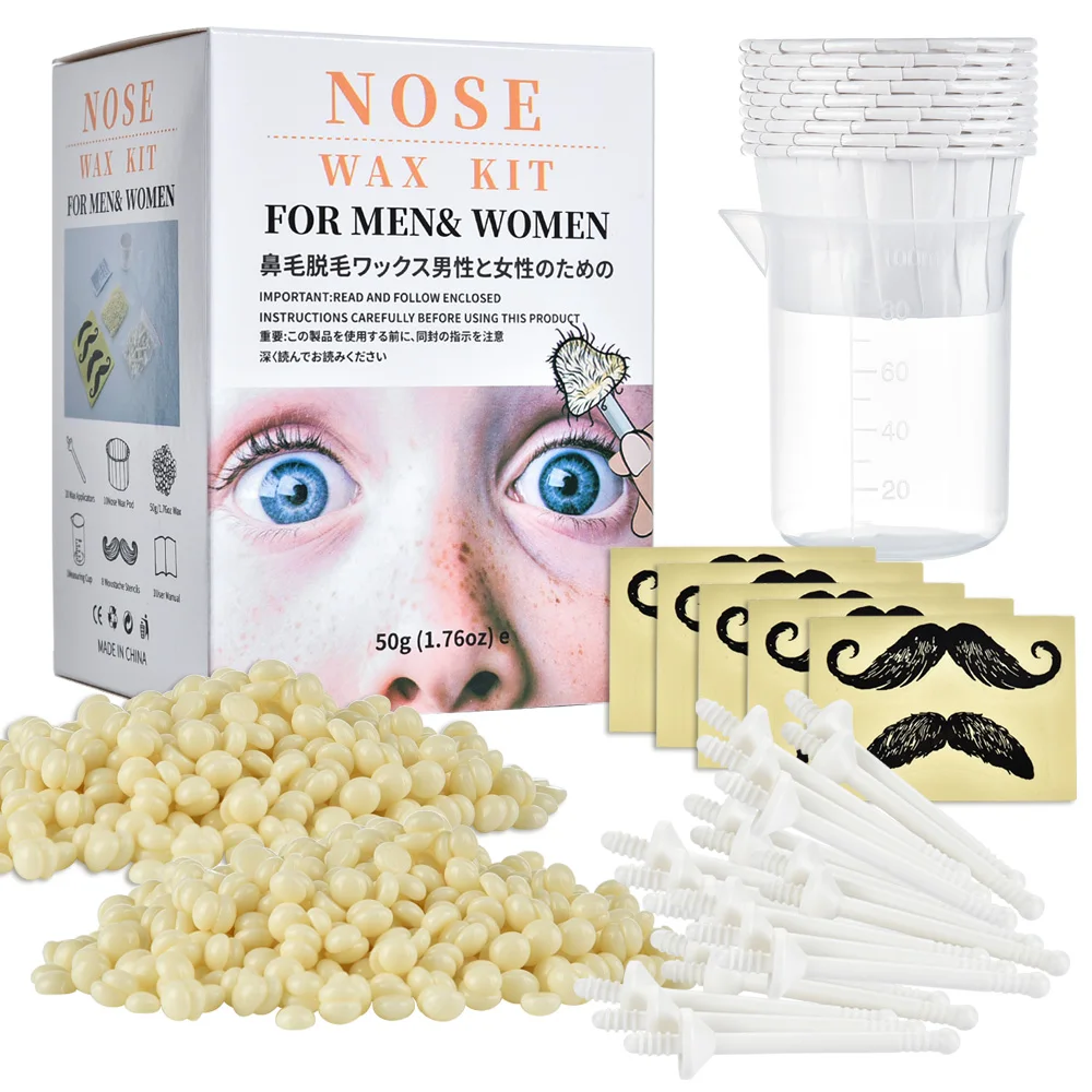 

50g Portable Painless Nose Wax Kit For Men Women Nose Hair Removal Wax Set Paper-Free Nose Hair Wax Beans Cleaning Wax Kit