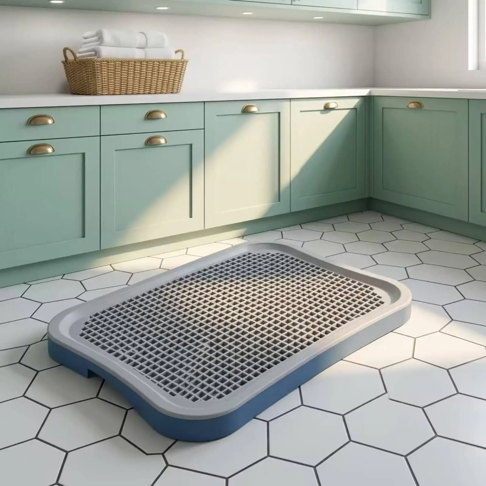 Industrial Tray Raised Rim Dog Potty Tray Indoor Training Grid Surface Pet Toilet PP Material
