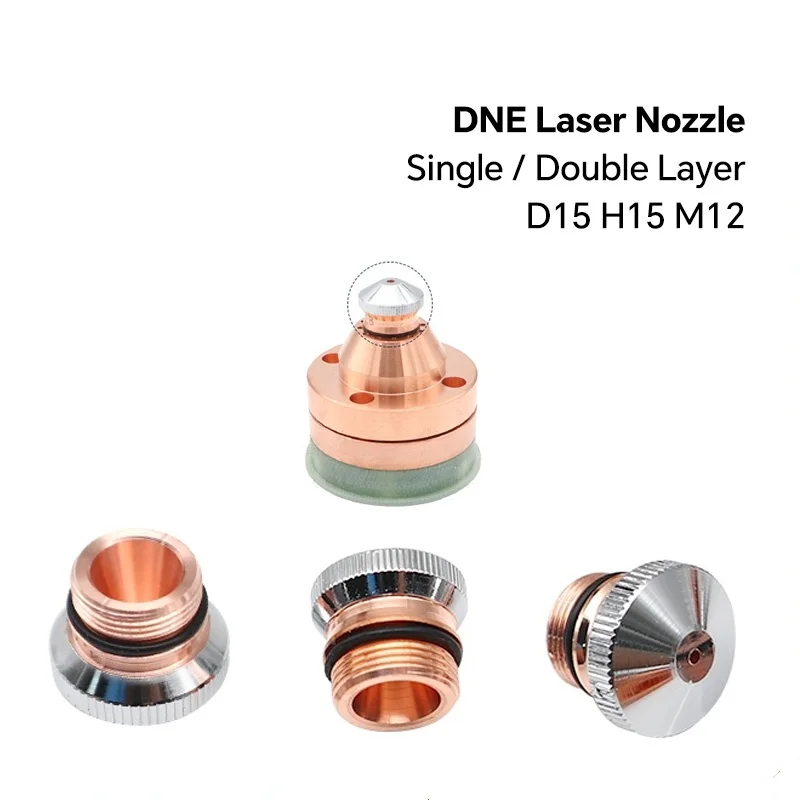 Praylee Laser Nozzle Single/Double Layers Chrome-plated Conusmables M12 H15 Caliber 0.8-5.0 for Fiber Cutting Machine