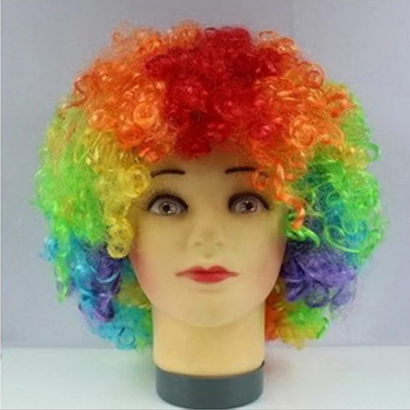 Glowing Colorful Wig Headwear New Year Christmas Wave Curly Hair Circus Performance Props Kids Gift Supplies Football Fans Wig