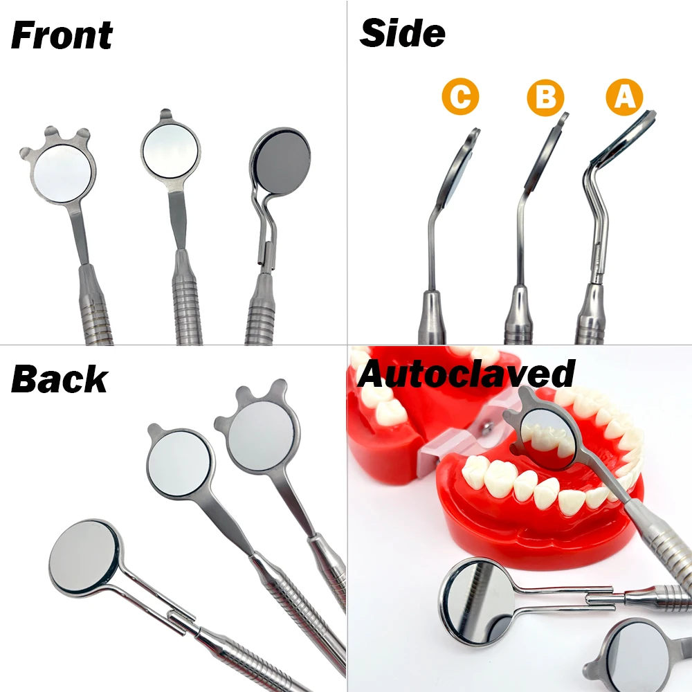 Dental Double Sides Mouth Mirror Anti Fog Rhodium Oral Mirrors Reflectors Stainless Steel Multifunction Extension Tool